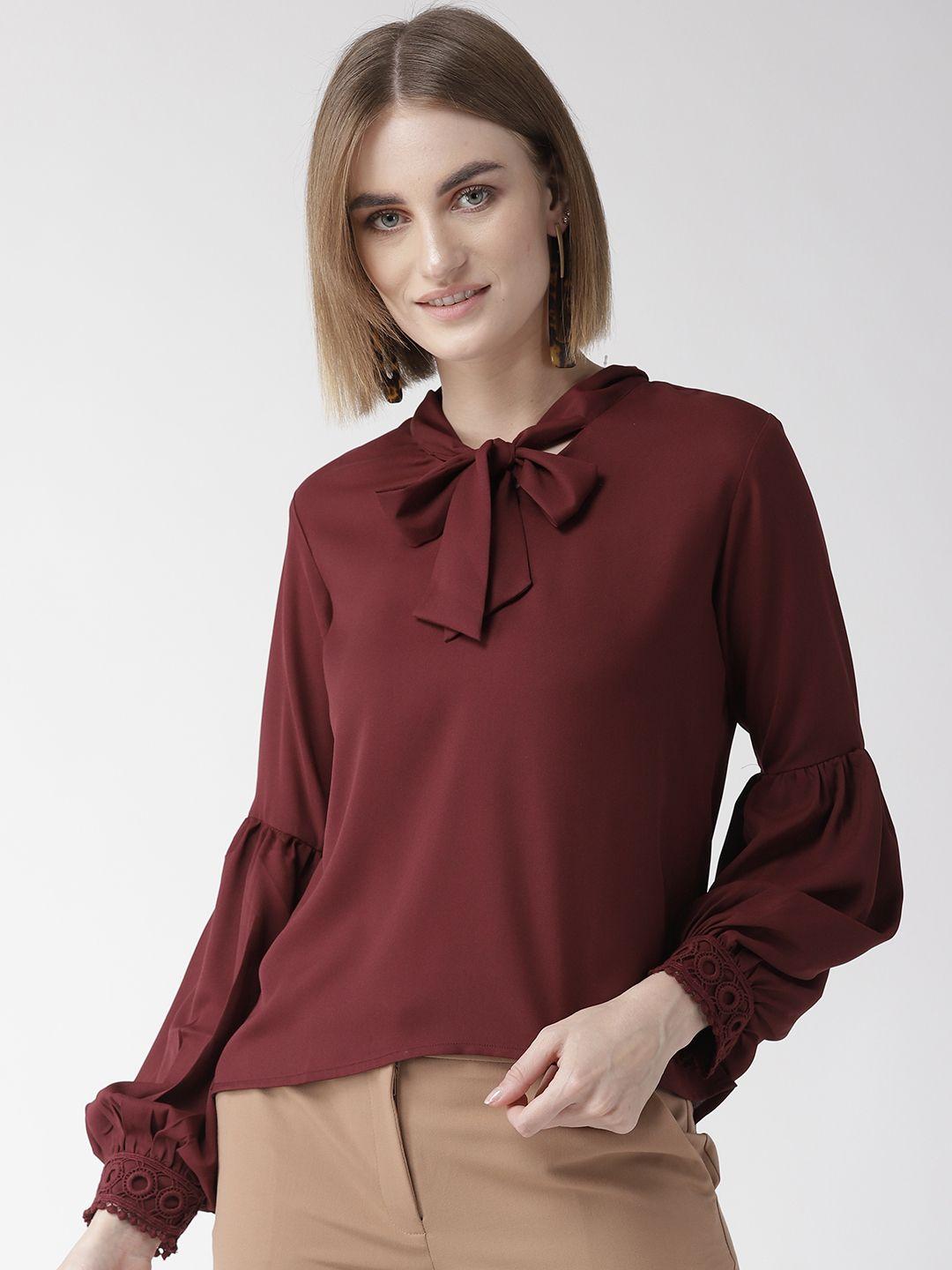 style quotient women maroon solid regular top