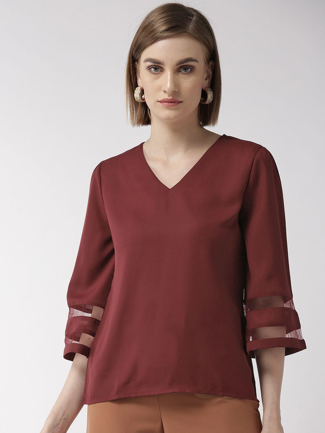 style quotient women maroon solid regular top