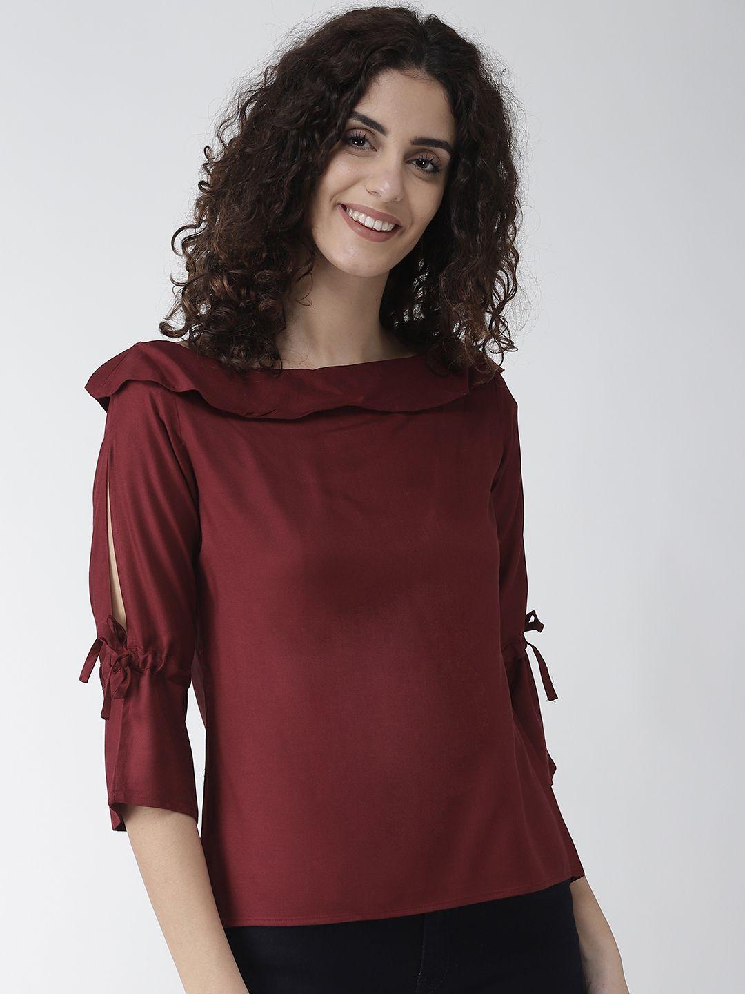 style quotient women maroon solid top