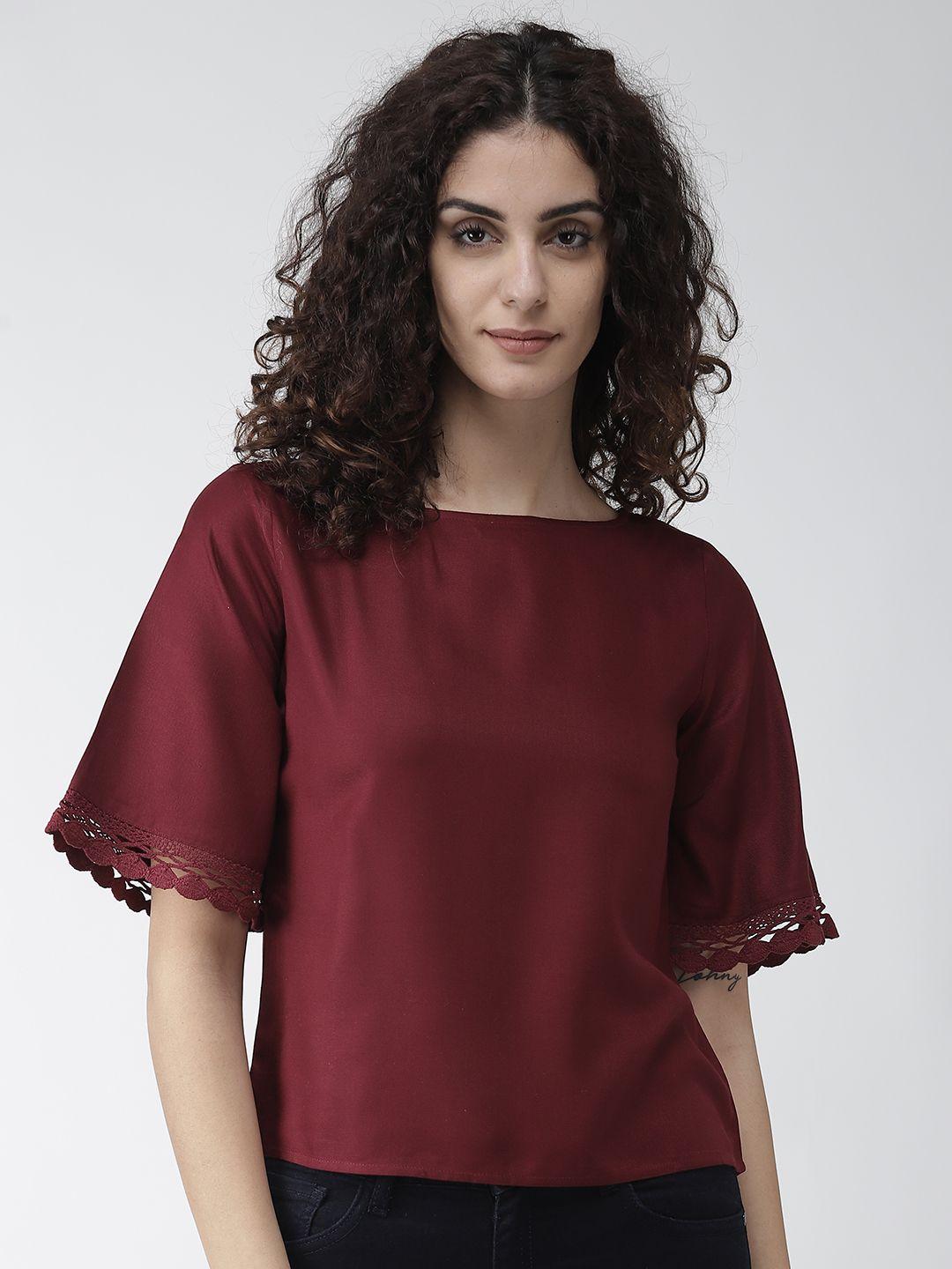 style quotient women maroon solid top