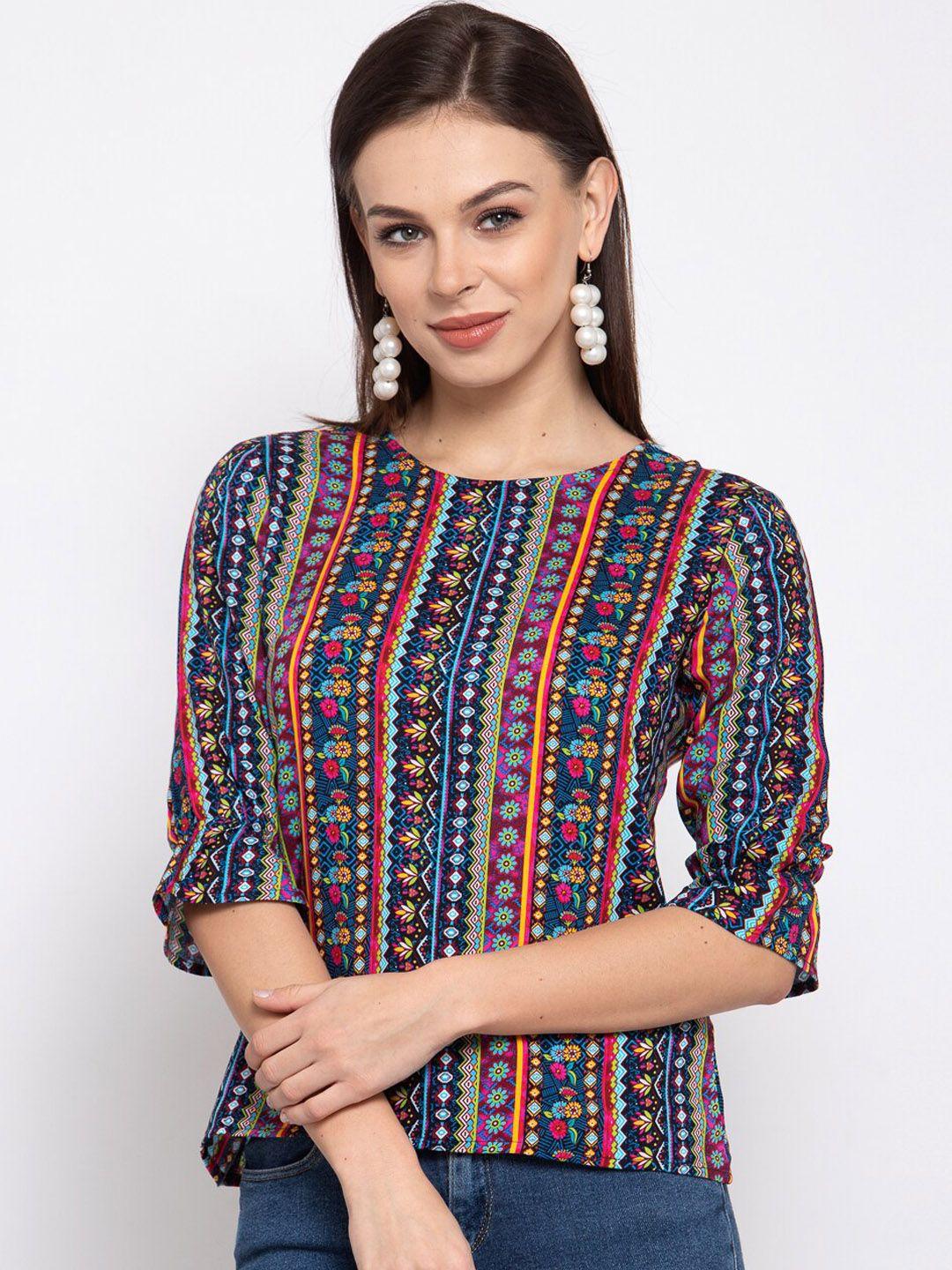 style quotient women multicoloured printed regular top