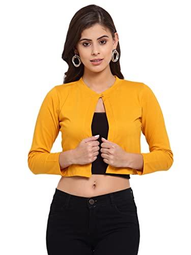 style quotient women mustard yellow crop shrug (aw21sqhemlata09_u-m)