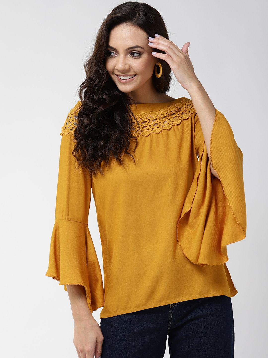 style quotient women mustard yellow solid top