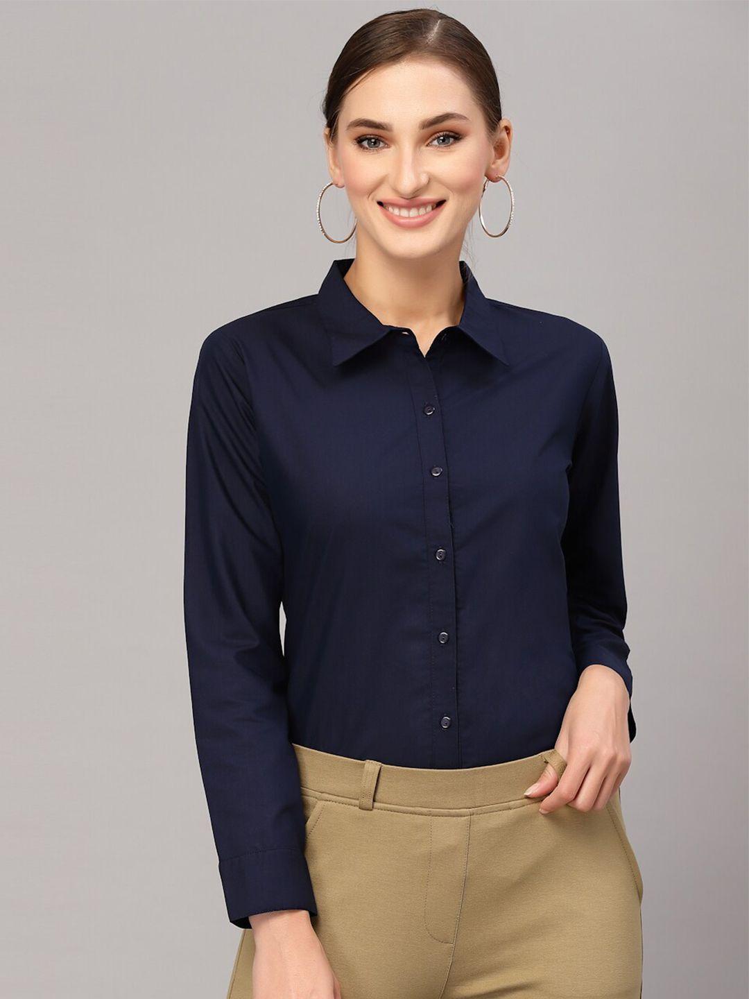 style quotient women navy blue formal shirt