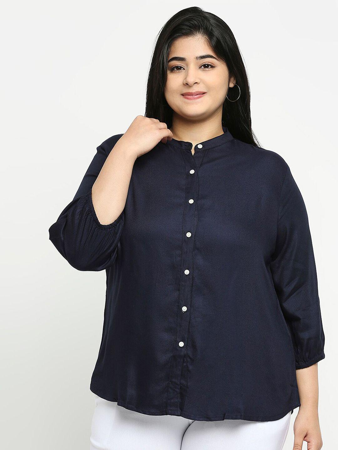 style quotient women navy blue smart formal shirt