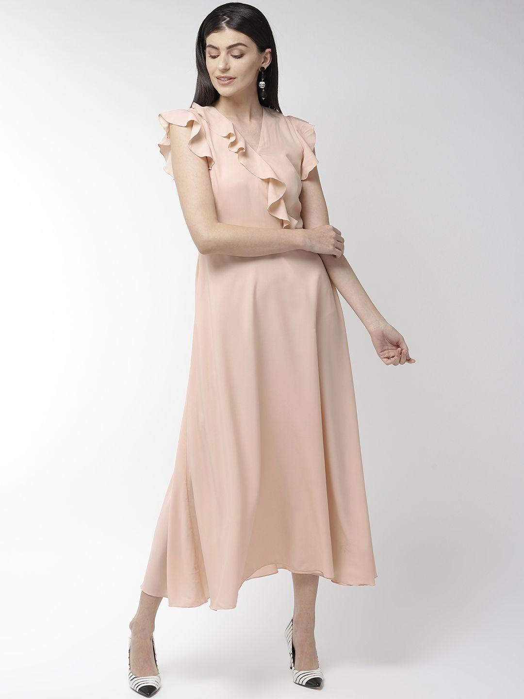 style quotient women peach coloured solid maxi dress