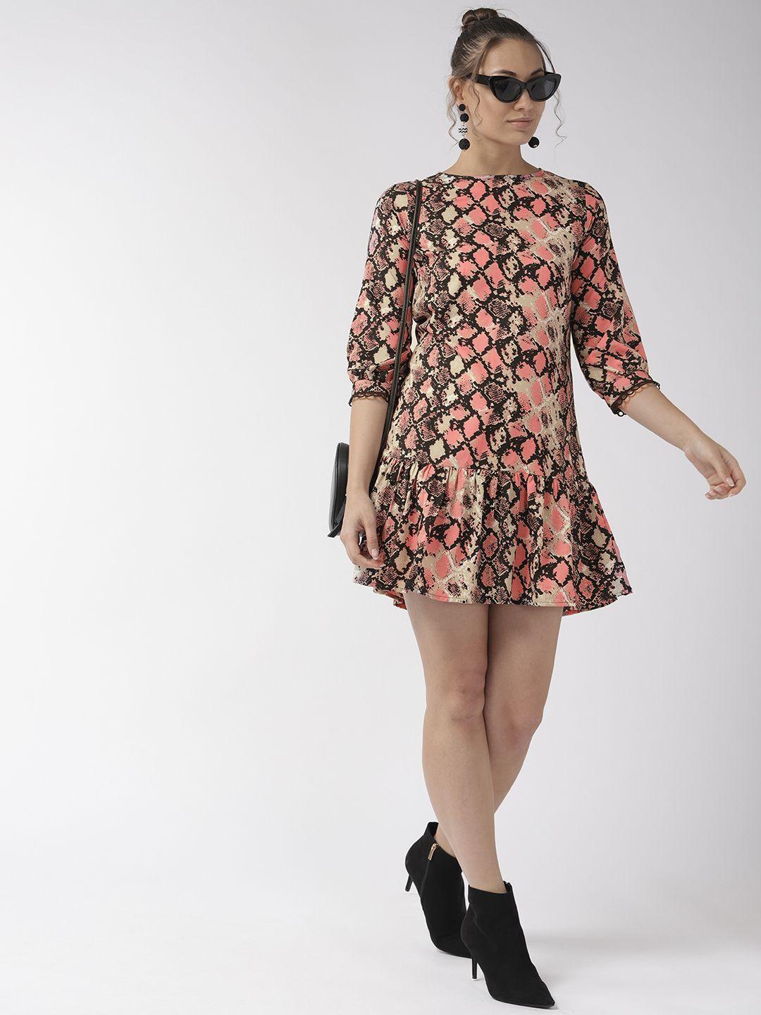 style quotient women pink animal printed a-line dress