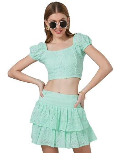 style quotient women pure cotton top and skirt co-ords