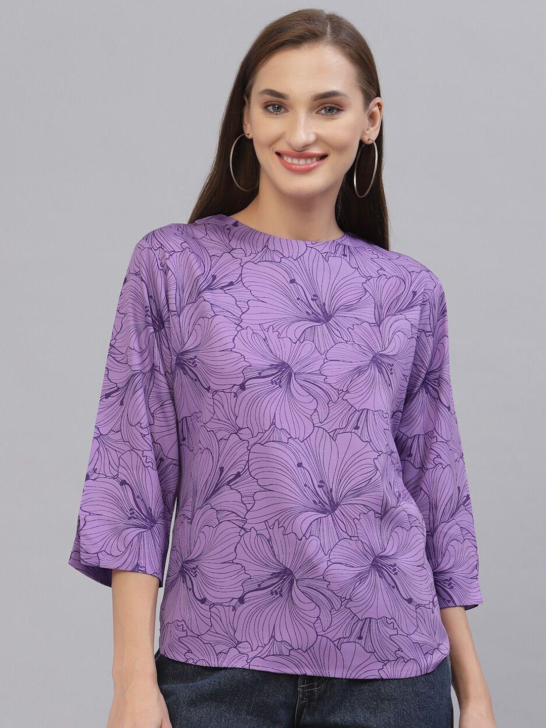 style quotient women purple floral printed top