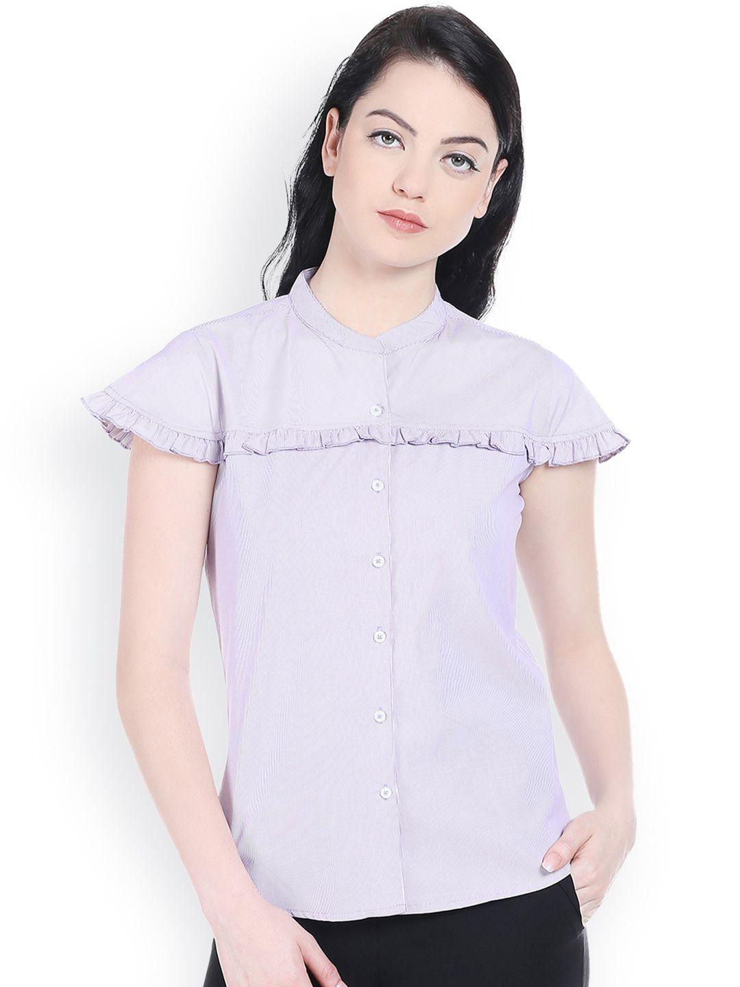 style quotient women purple solid shirt