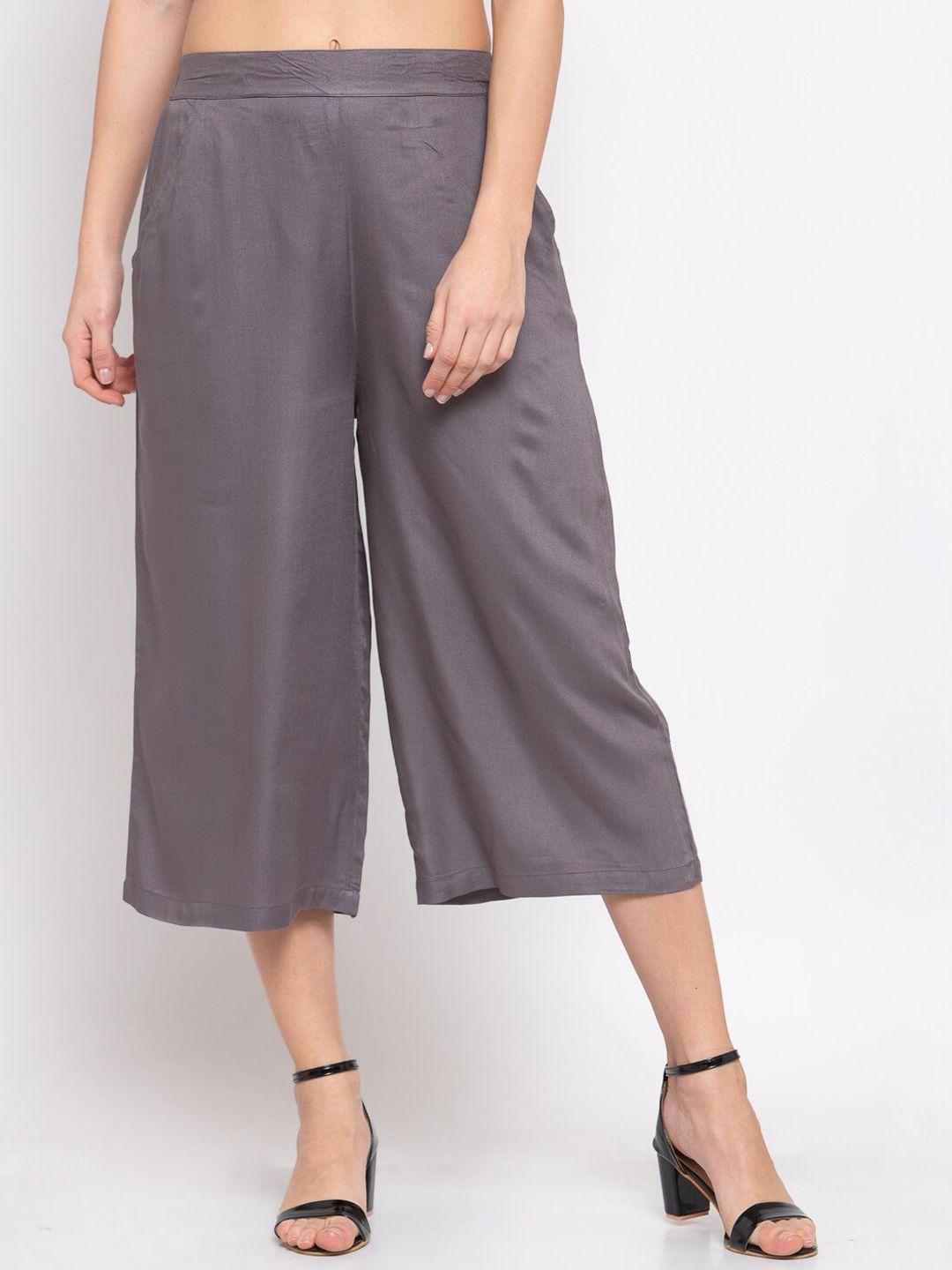 style quotient women taupe loose fit solid culottes