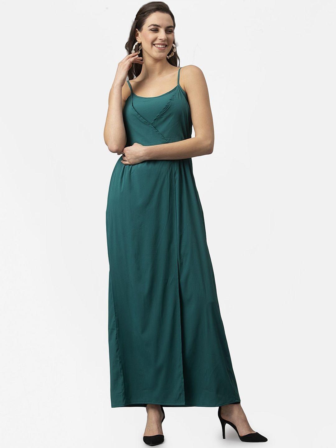 style quotient women teal solid maxi dress