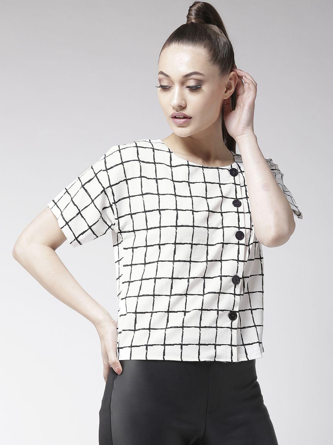 style quotient women white checked top