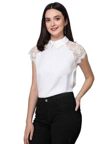 style quotient women white polyester solid smart formal top