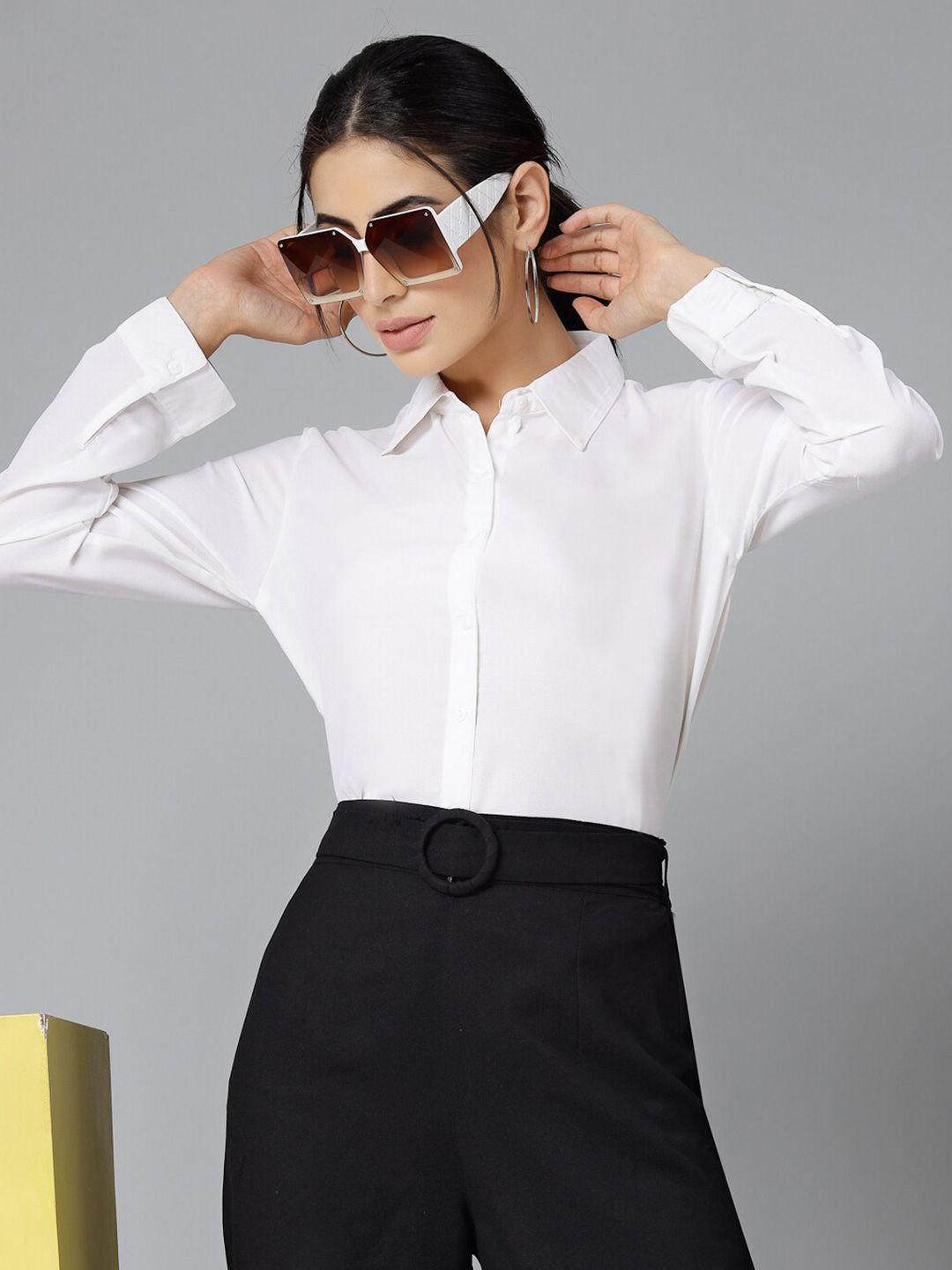 style quotient women white smart opaque formal shirt