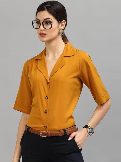 style quotient yellow regular fit shirt