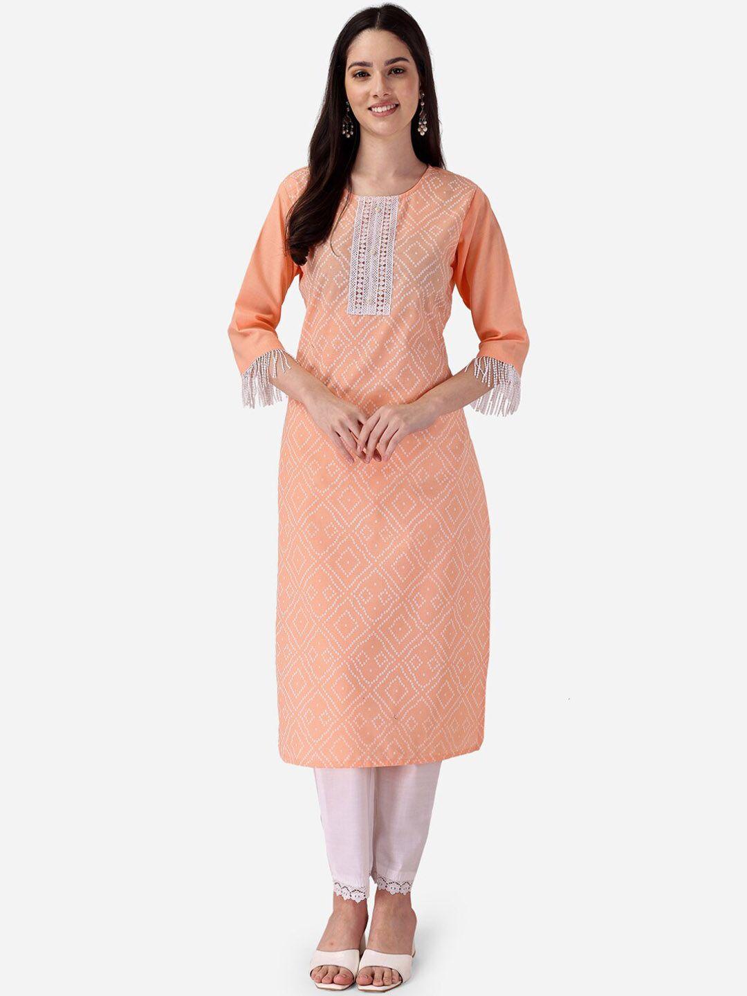 style samsara bandhani printed regular kurta with trousers