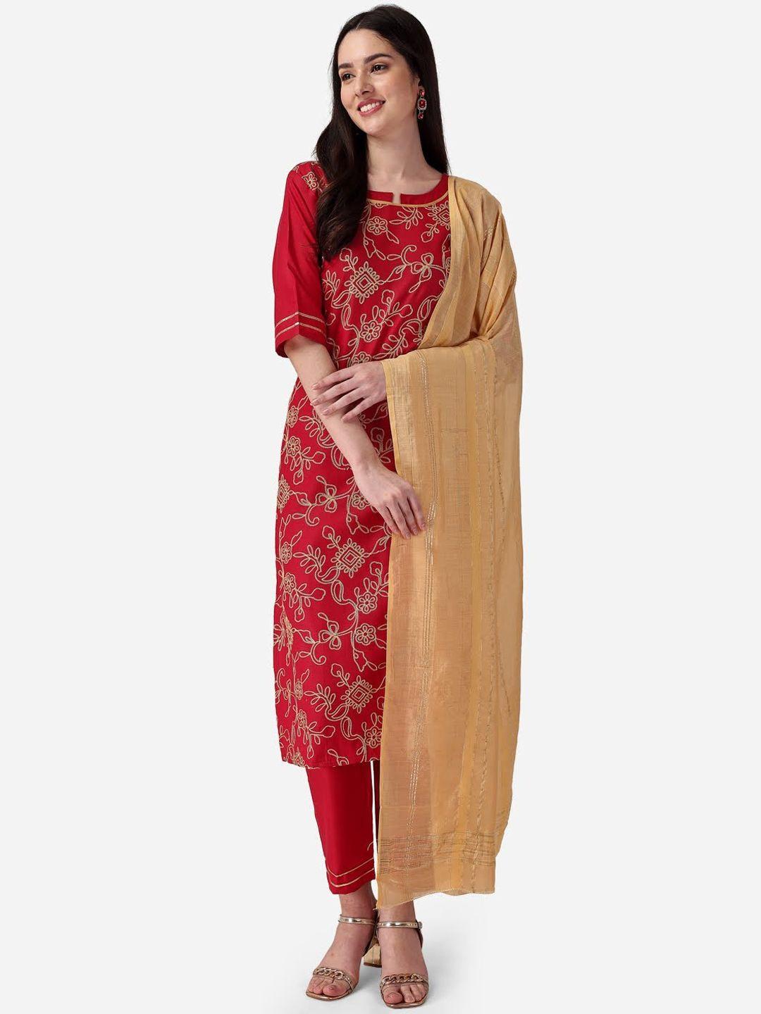 style samsara floral embroidered kurta with trousers & with dupatta