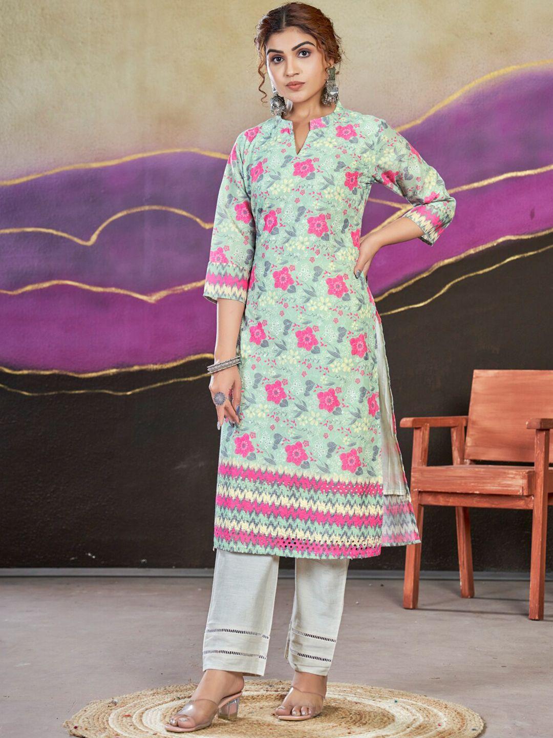 style samsara floral printed pure cotton straight  kurta