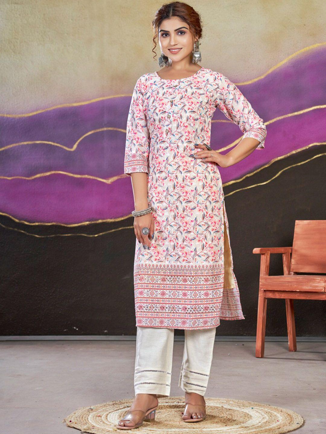 style samsara floral printed pure cotton straight kurta