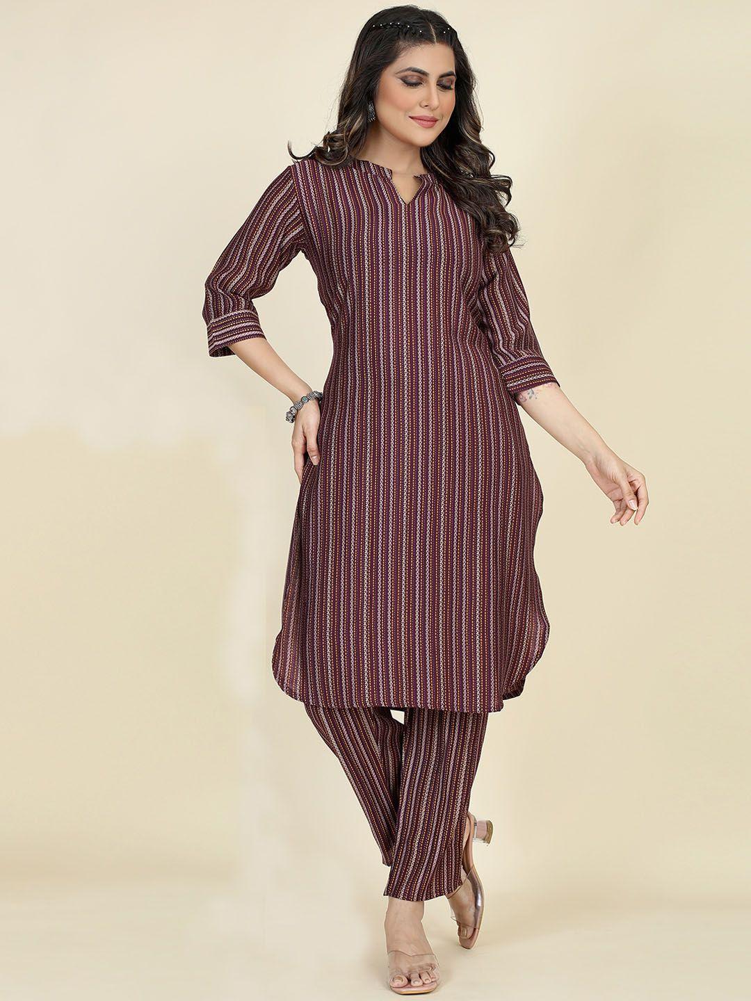 style samsara striped regular pure silk kurta with trousers