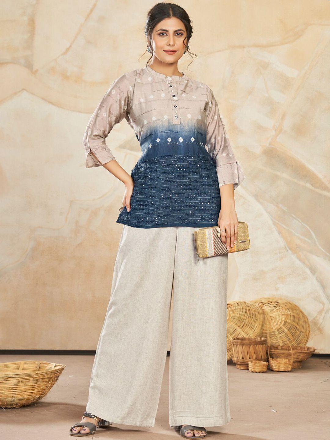 style samsara woven design sequinned pure silk straight kurti