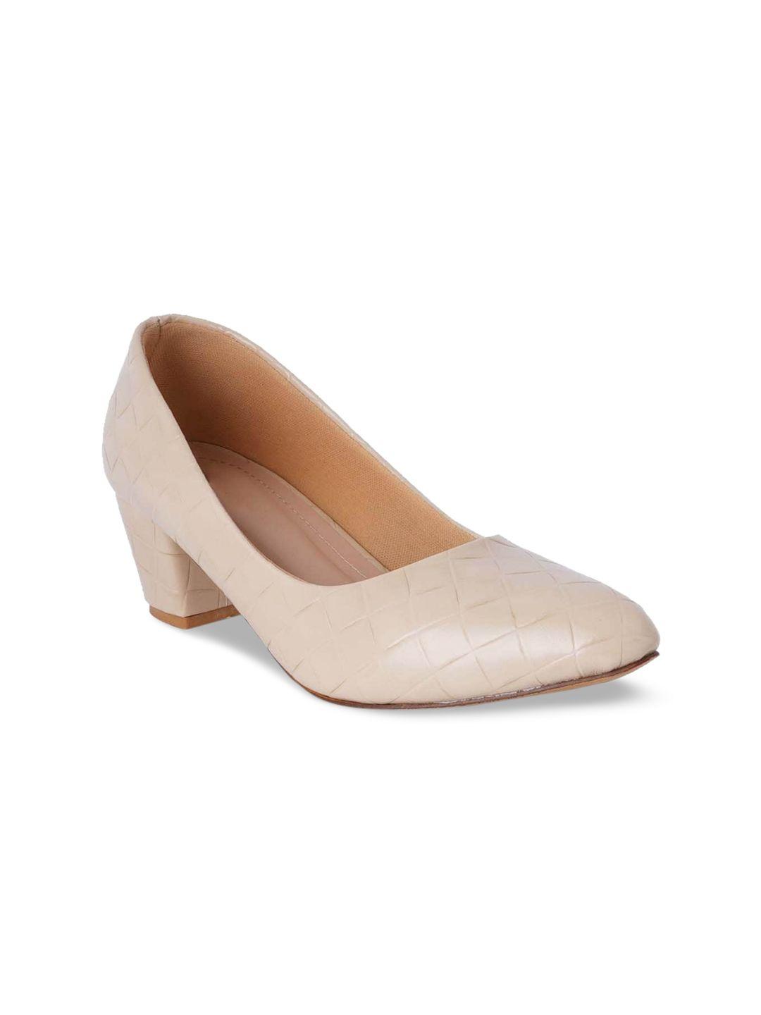 style shoes cream-coloured printed block pumps