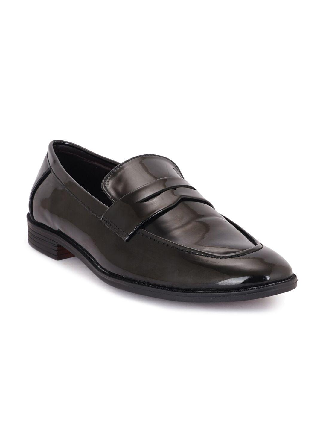 style shoes men black solid pu loafers