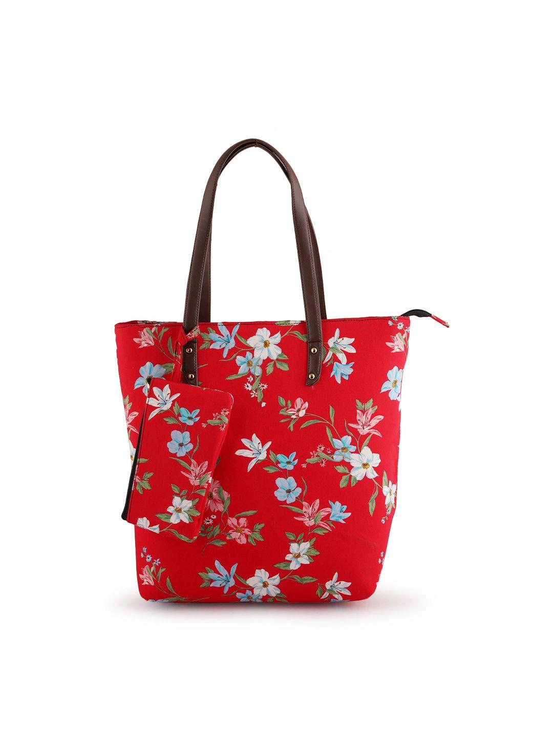 style shoes red floral printed shopper cotton tote bag