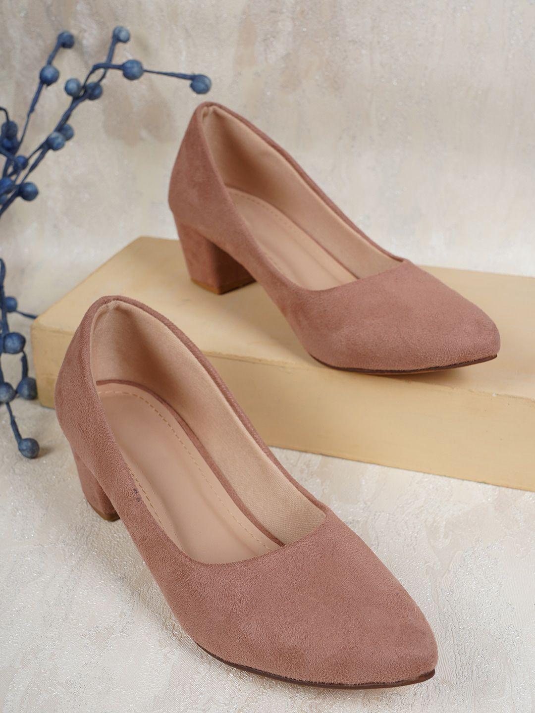 style shoes suede pointed toe block heel pumps