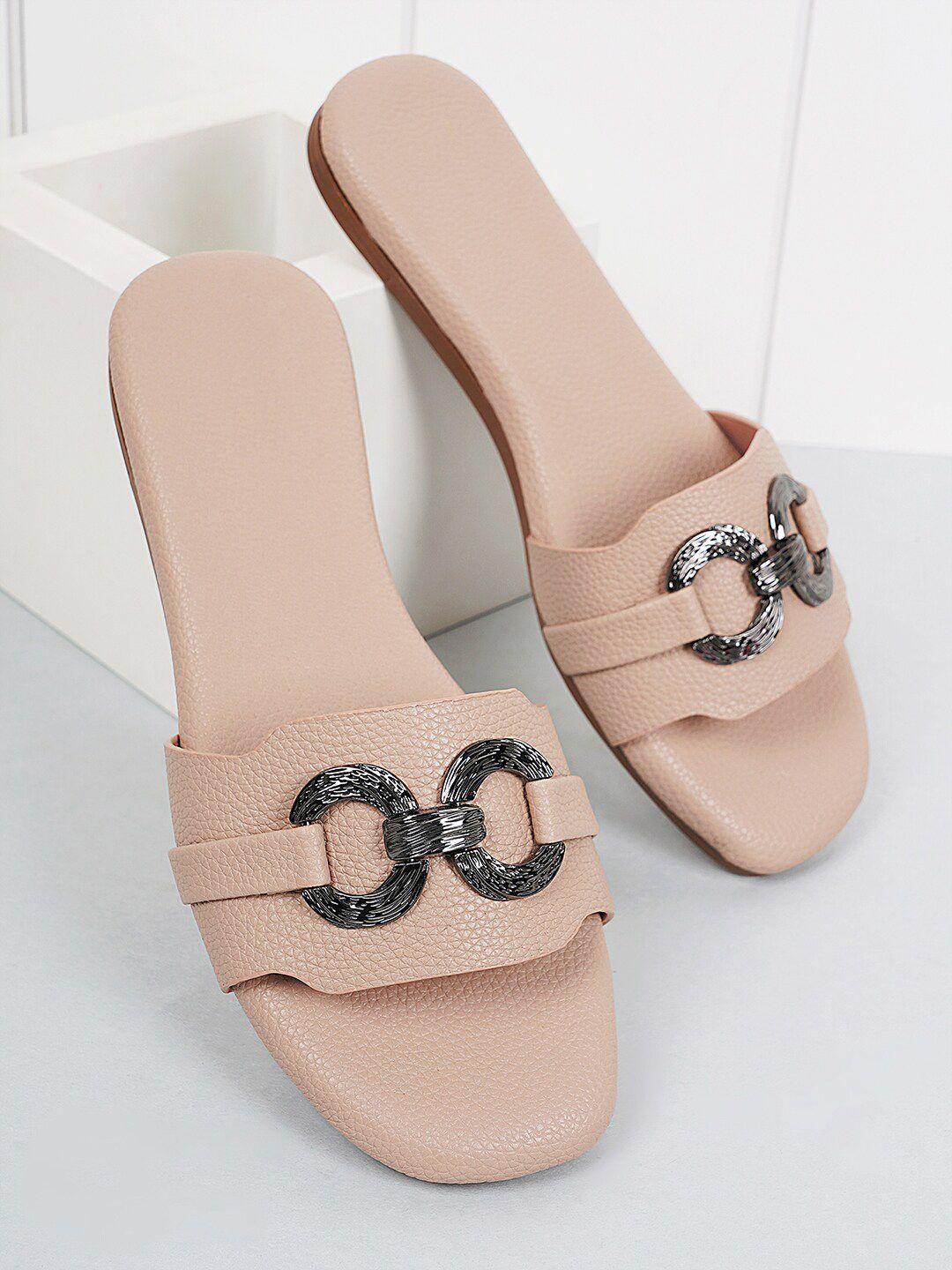 style shoes textured embellished open toe flats