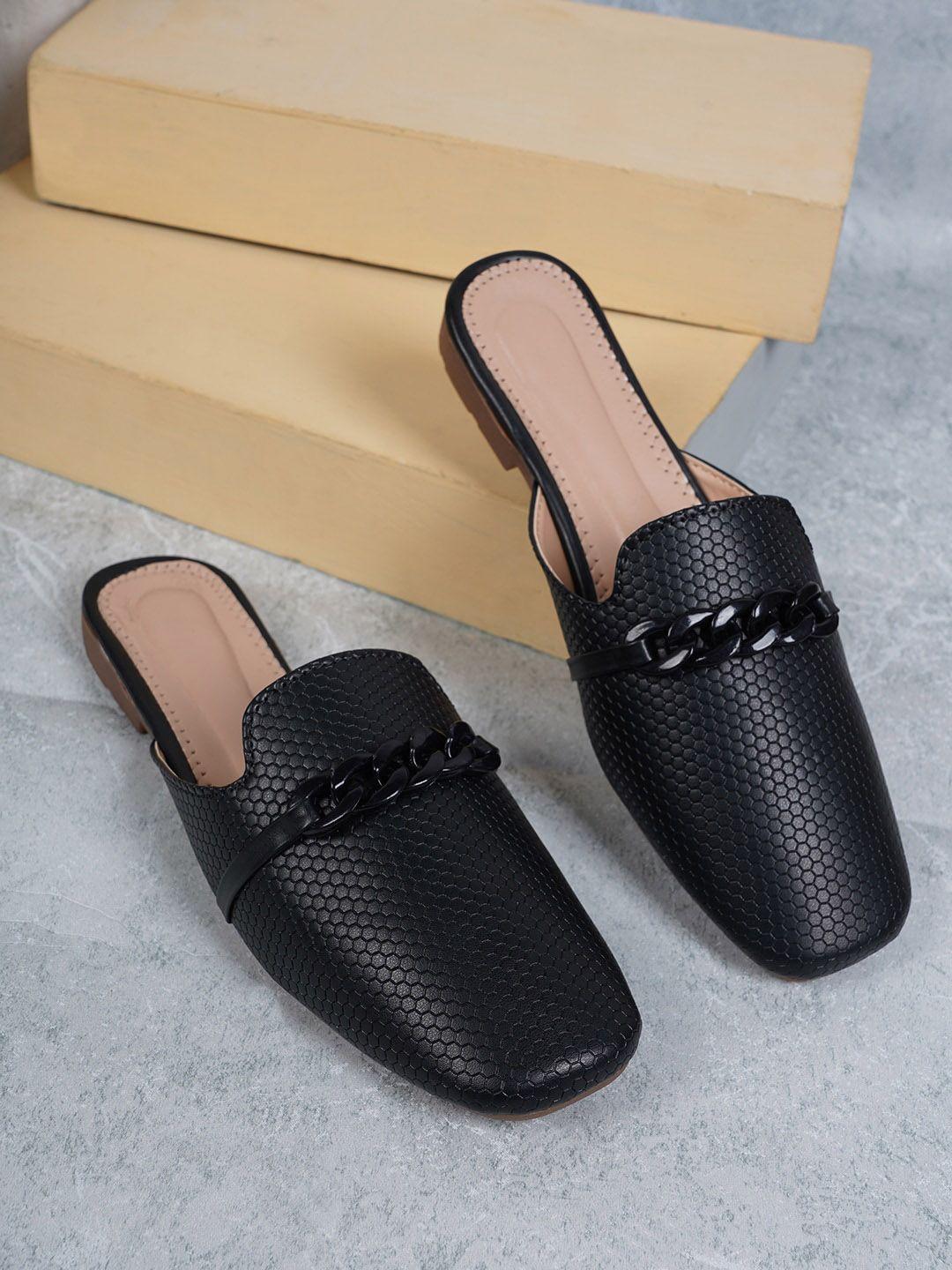 style shoes textured square toe mules
