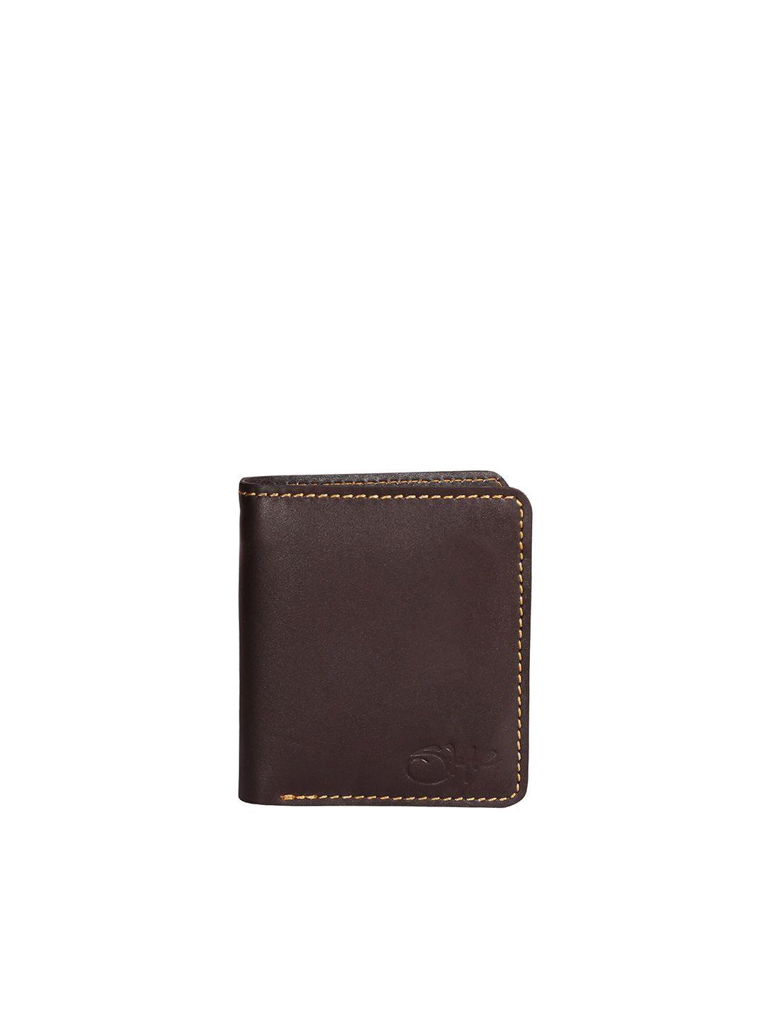 style shoes unisex brown leather two fold rfid wallet