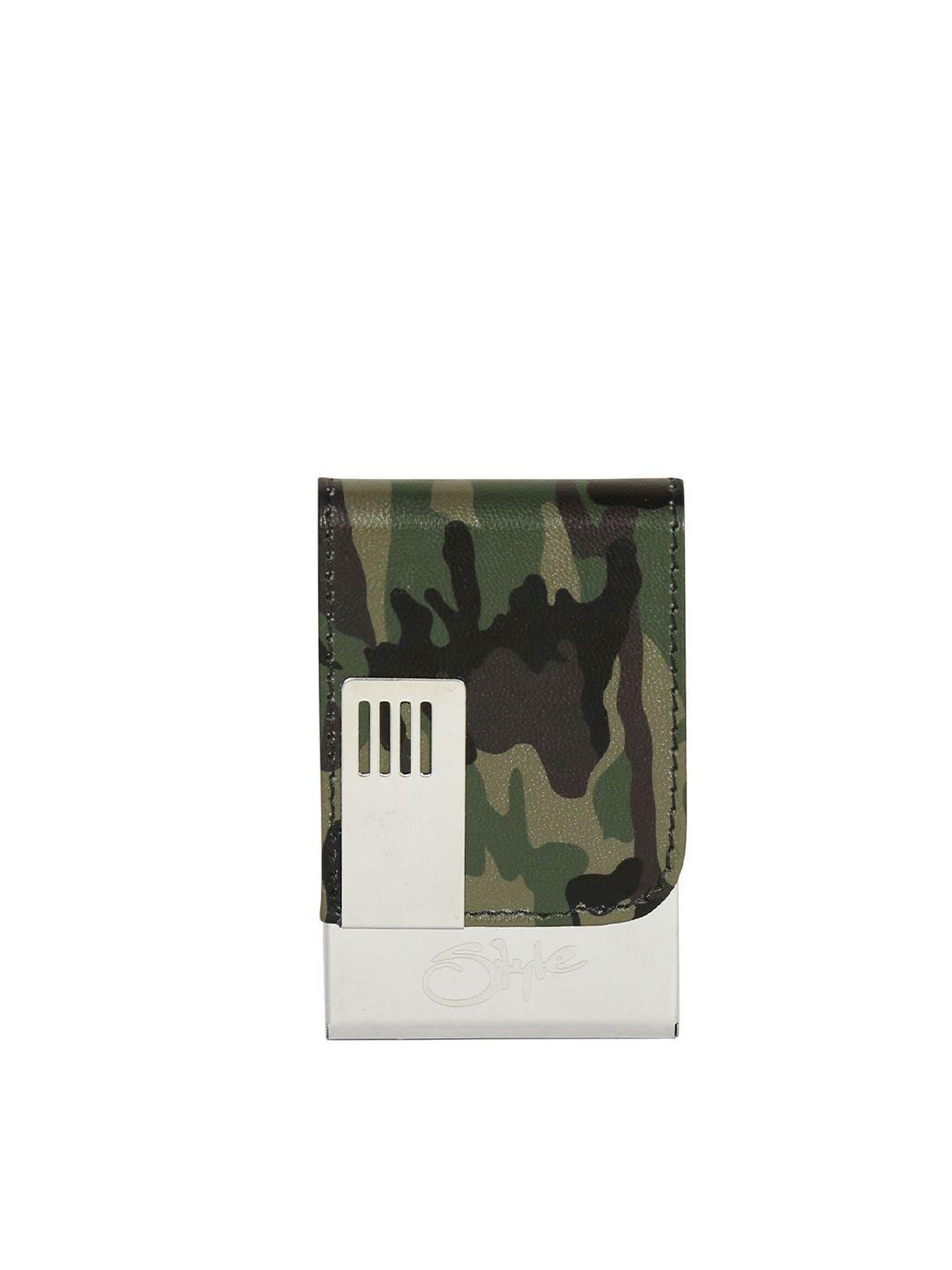 style shoes unisex sea green & white camouflage printed card holder