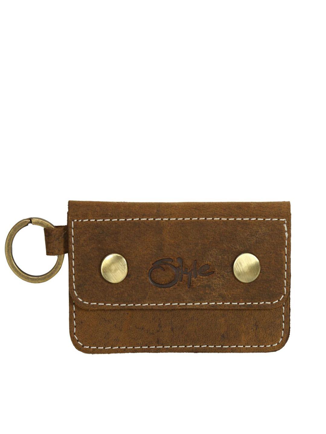 style shoes unisex tan genuine leather keyring card holder