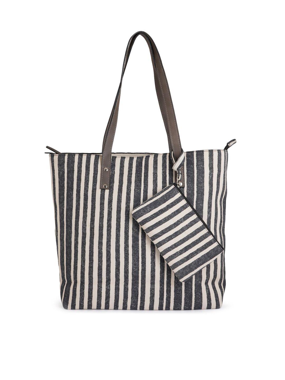 style shoes white & black striped oversized shopper handheld bag