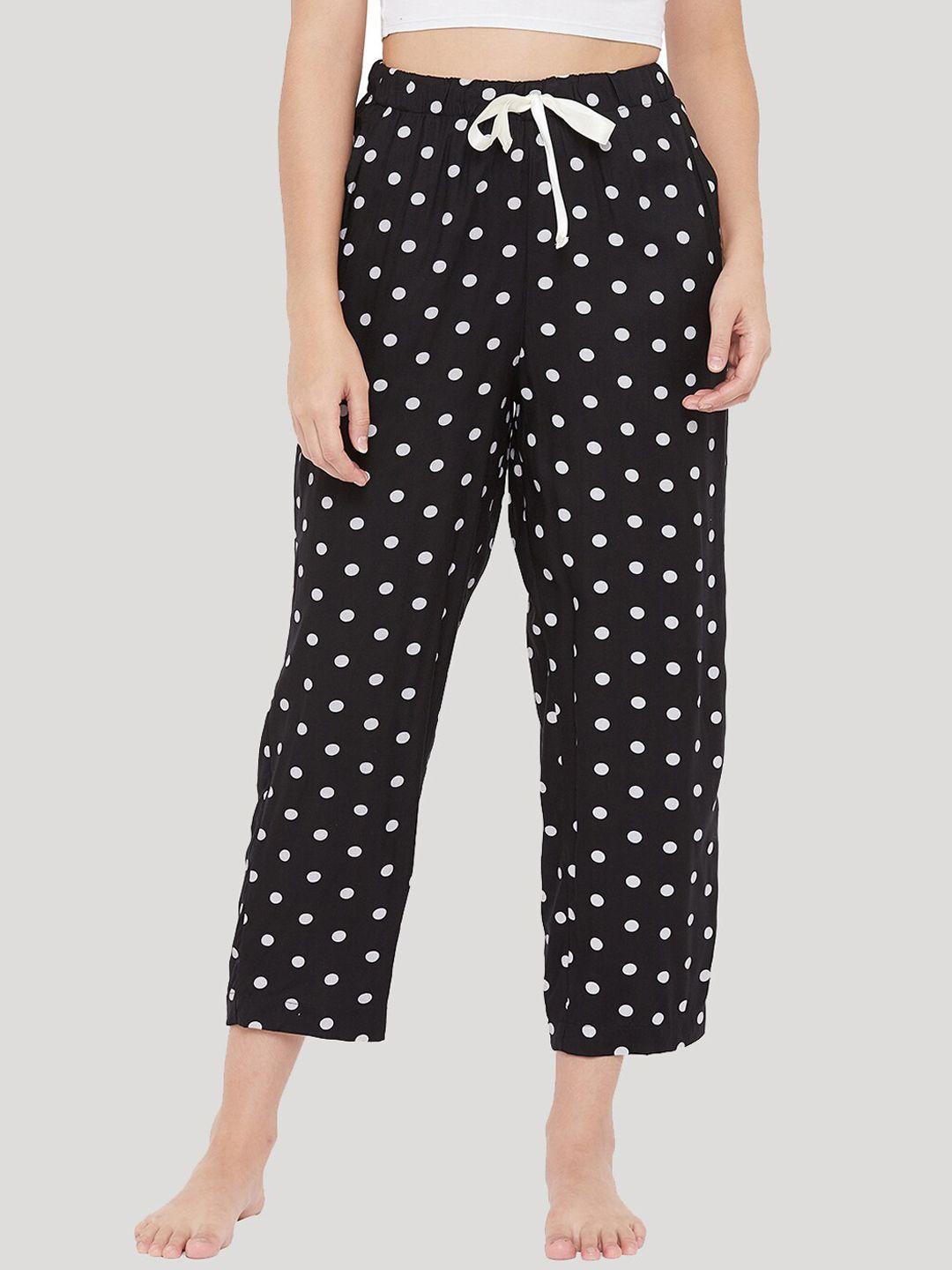 style shoes women black & white polka dot print lounge pants
