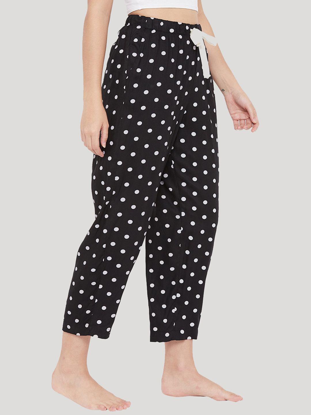style shoes women black and white polka dot cotton lounge pants