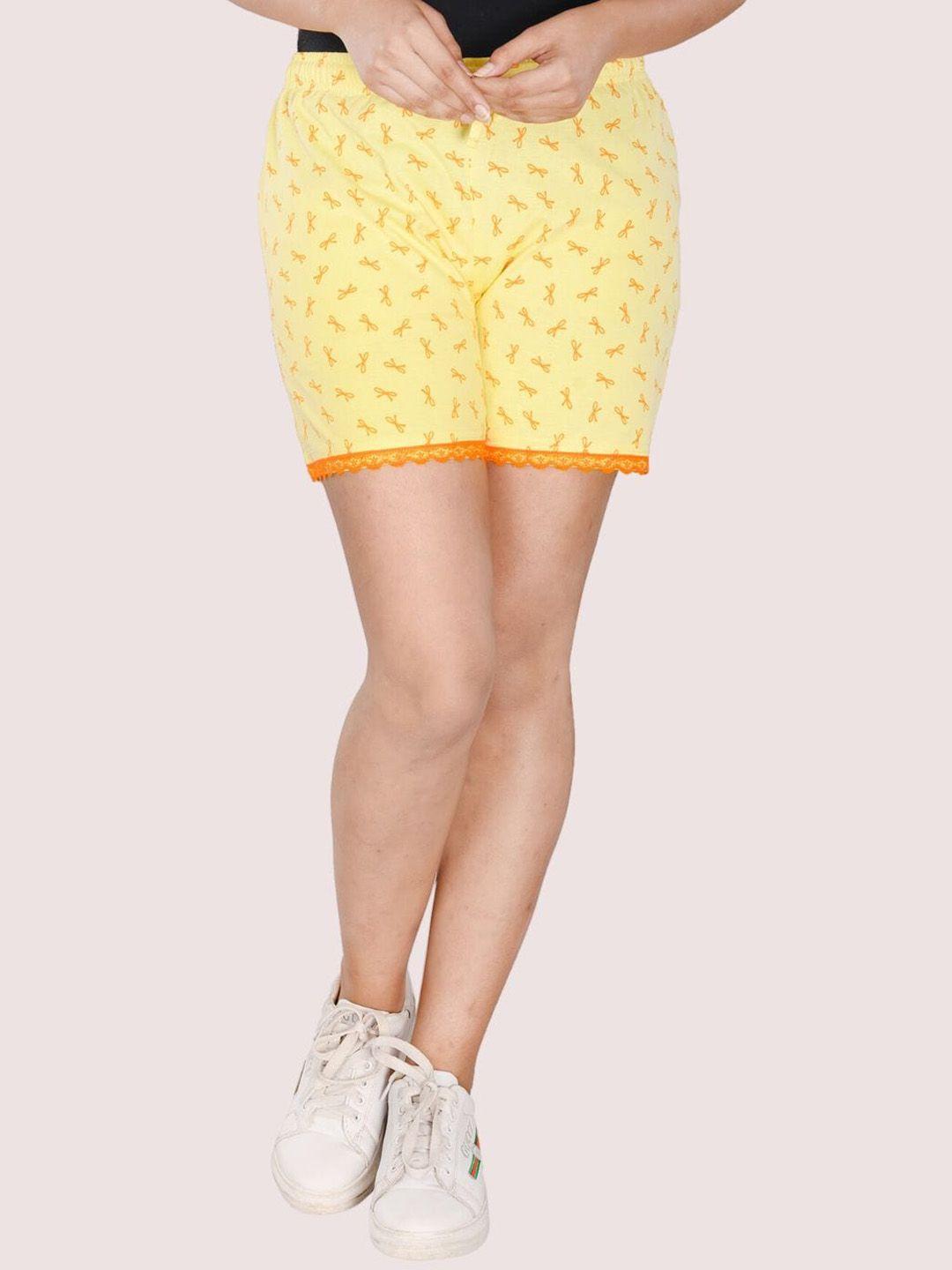 styleaone women orange floral printed yoga shorts