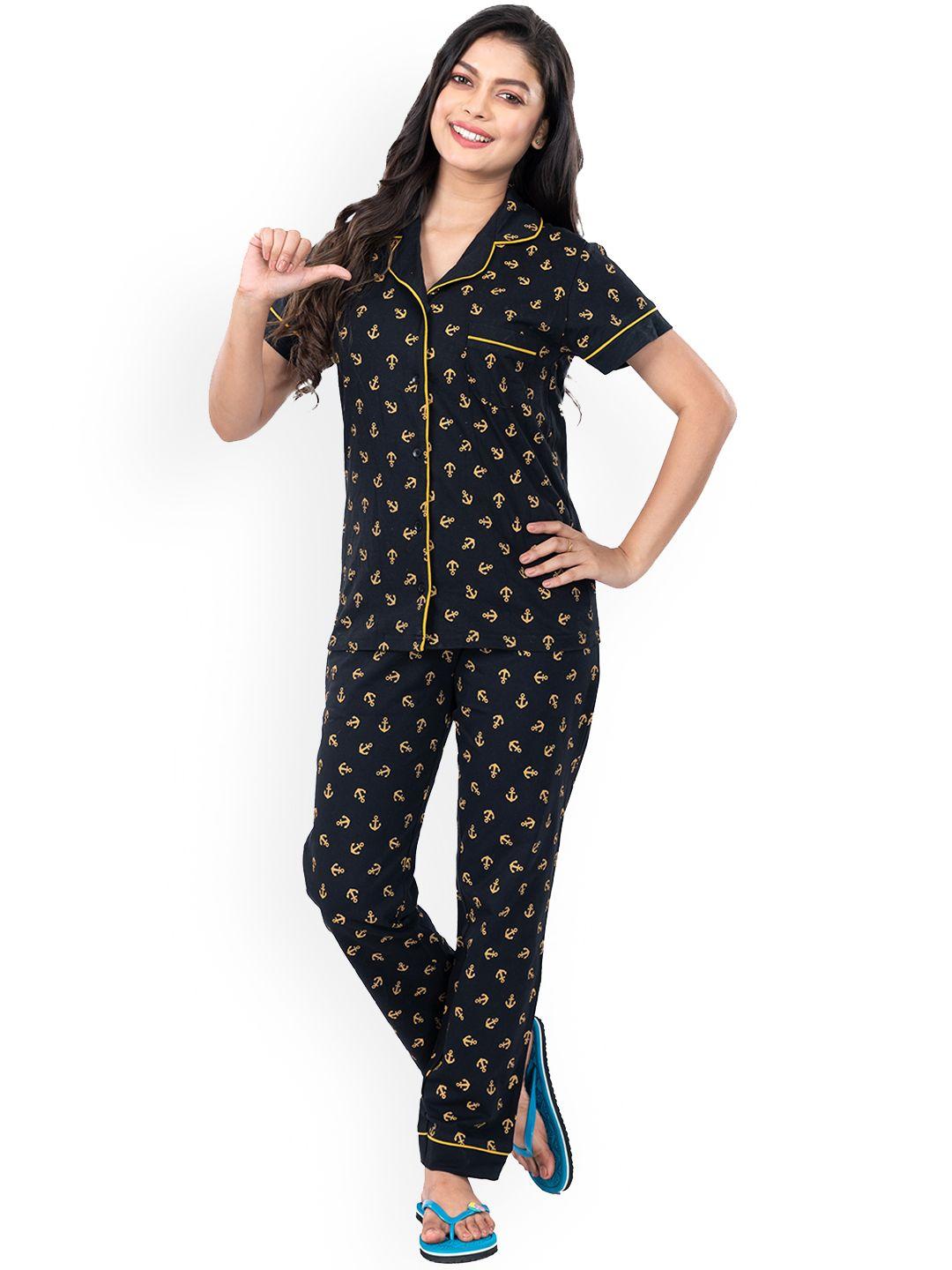 styleaone conversational printed pure cotton night suit