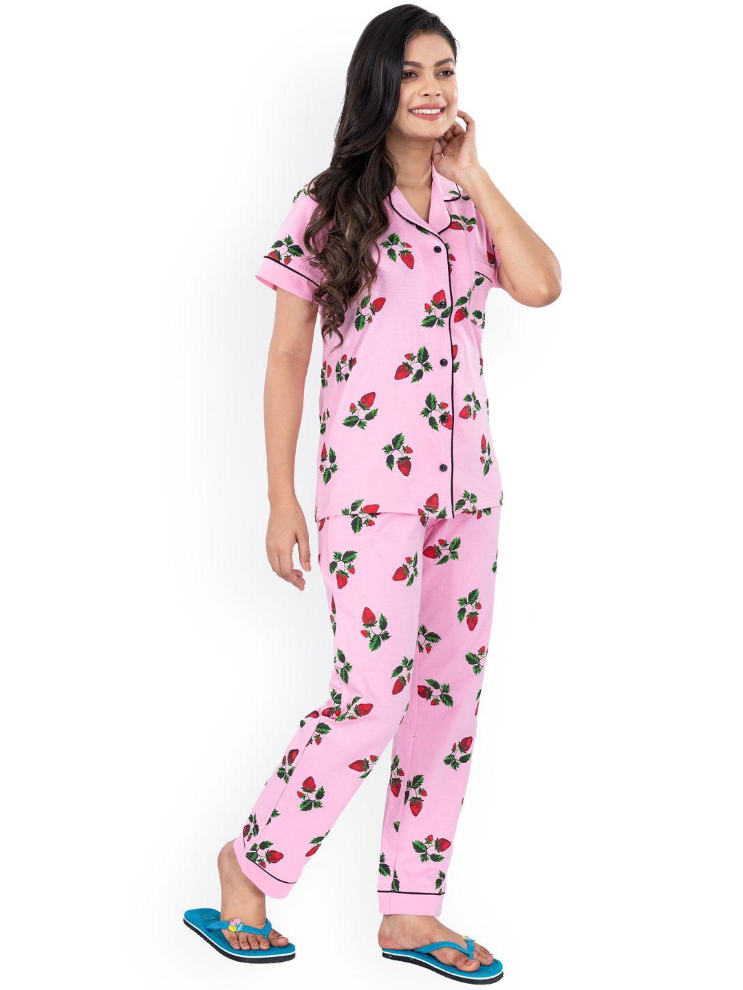 styleaone floral printed pure cotton night suit