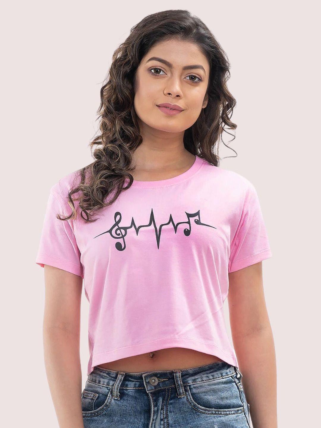 styleaone pink print cotton crop top