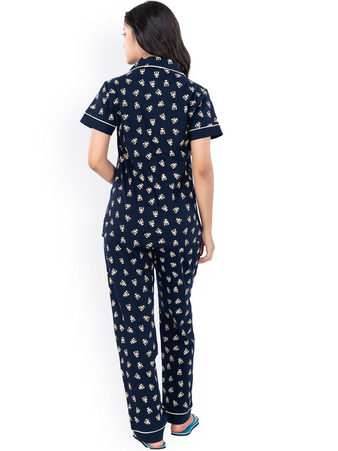 styleaone printed pure cotton top & pyjama