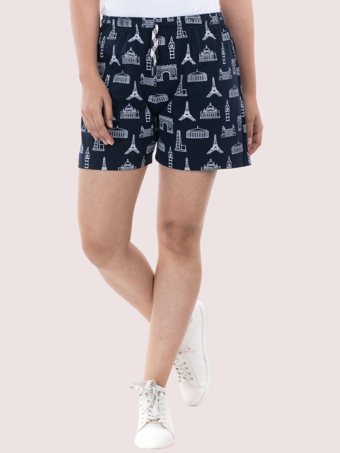 styleaone women mid-rise conversational printed shorts