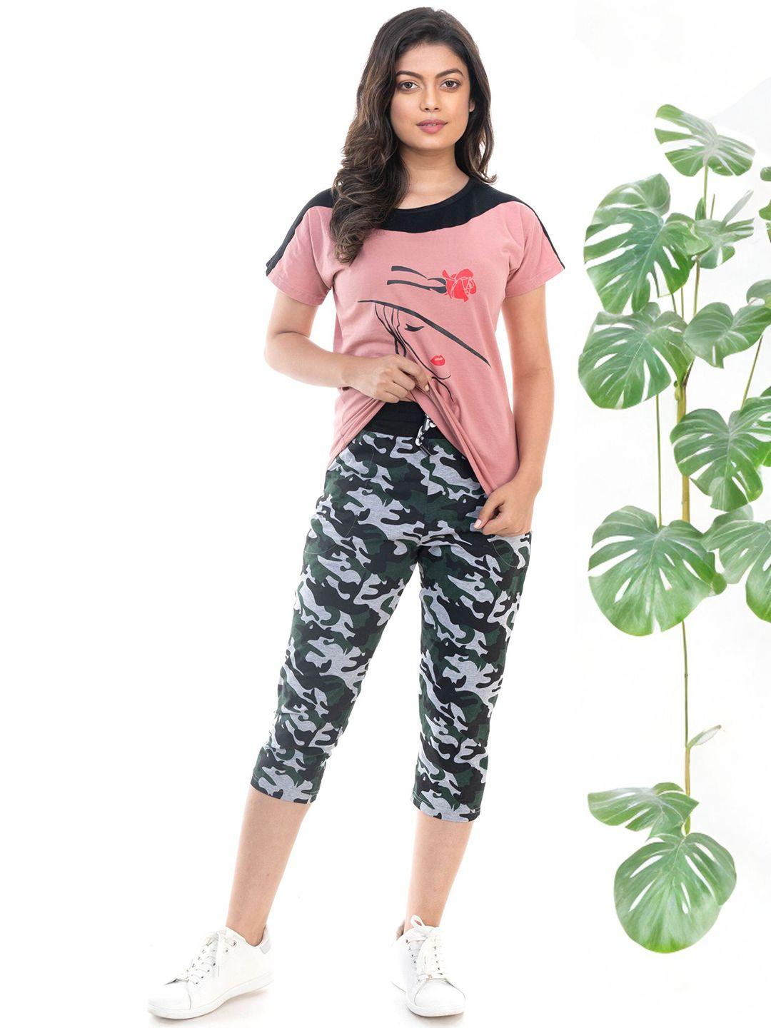 styleaone women printed t-shirt with capris