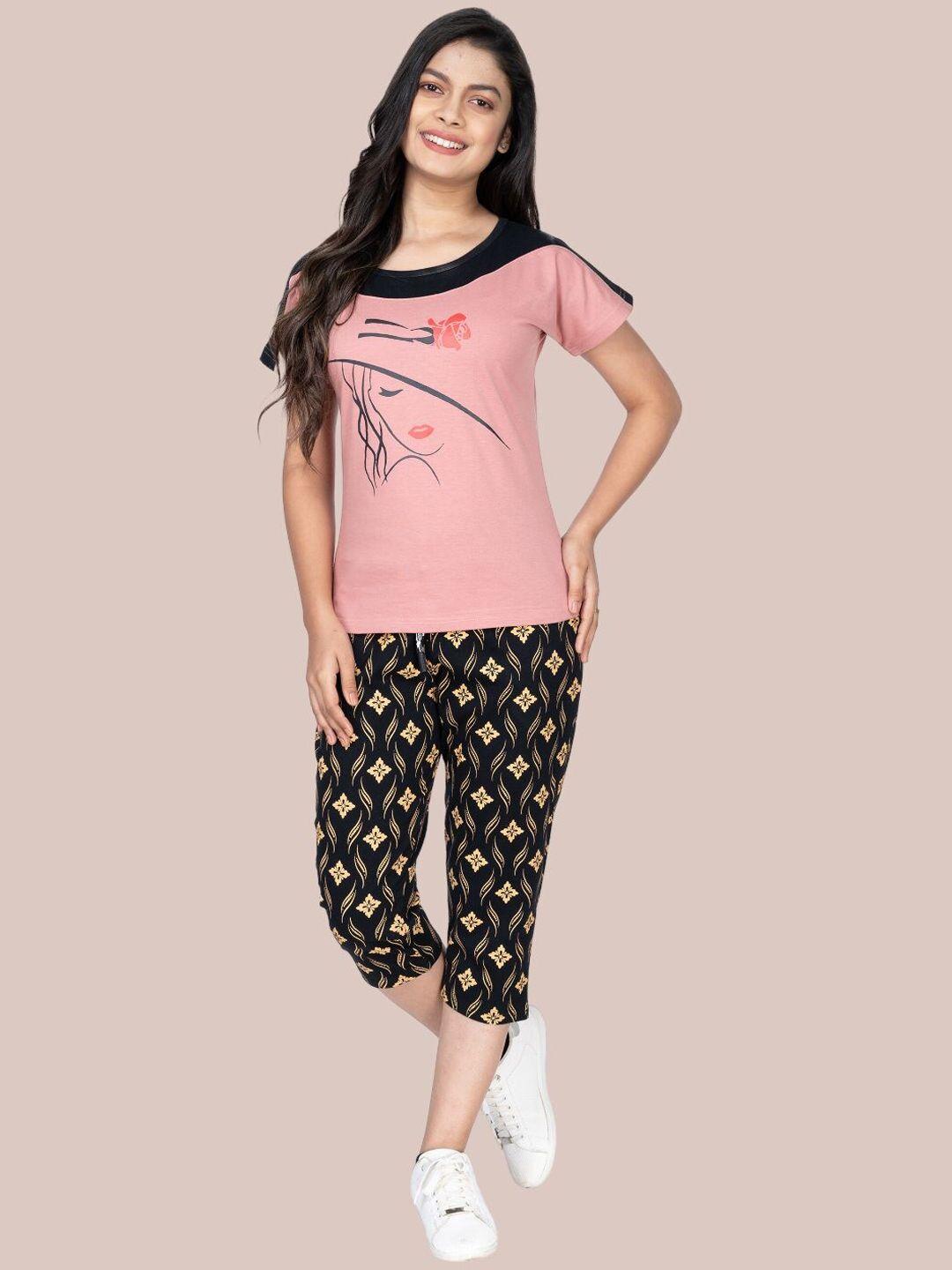 styleaone women printed t-shirt with capris