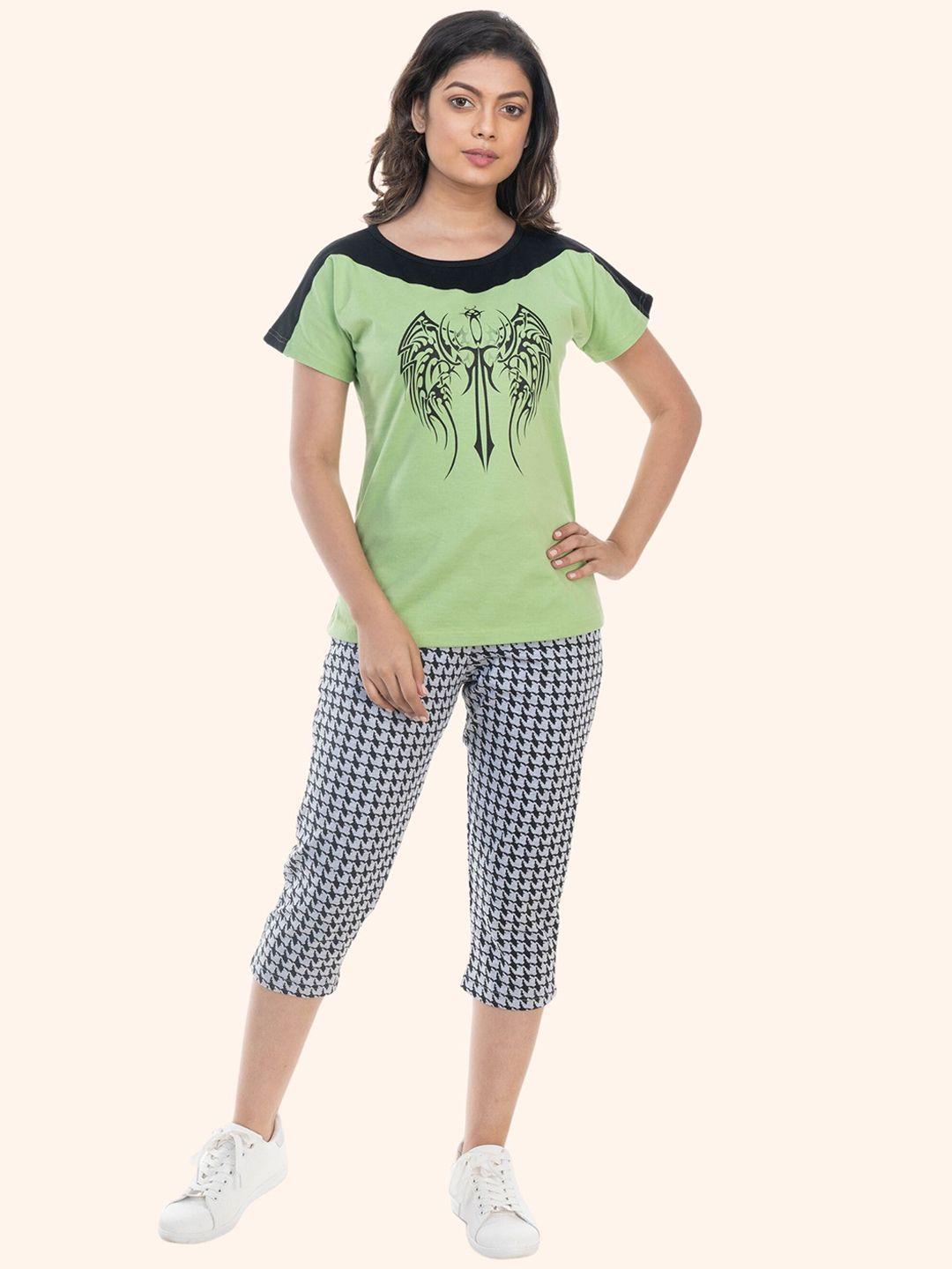 styleaone women printed t-shirt with capris