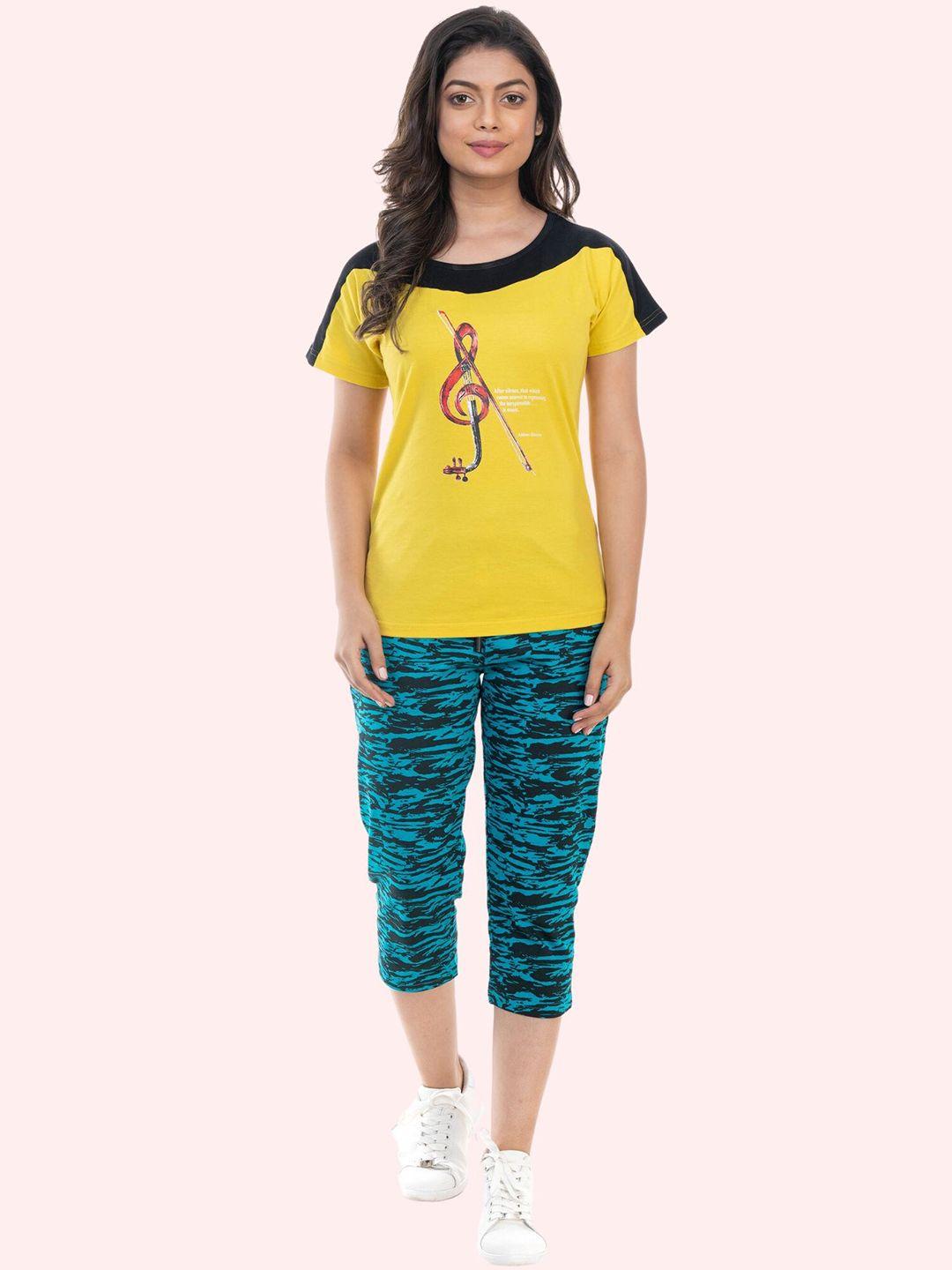 styleaone women printed t-shirt with capris