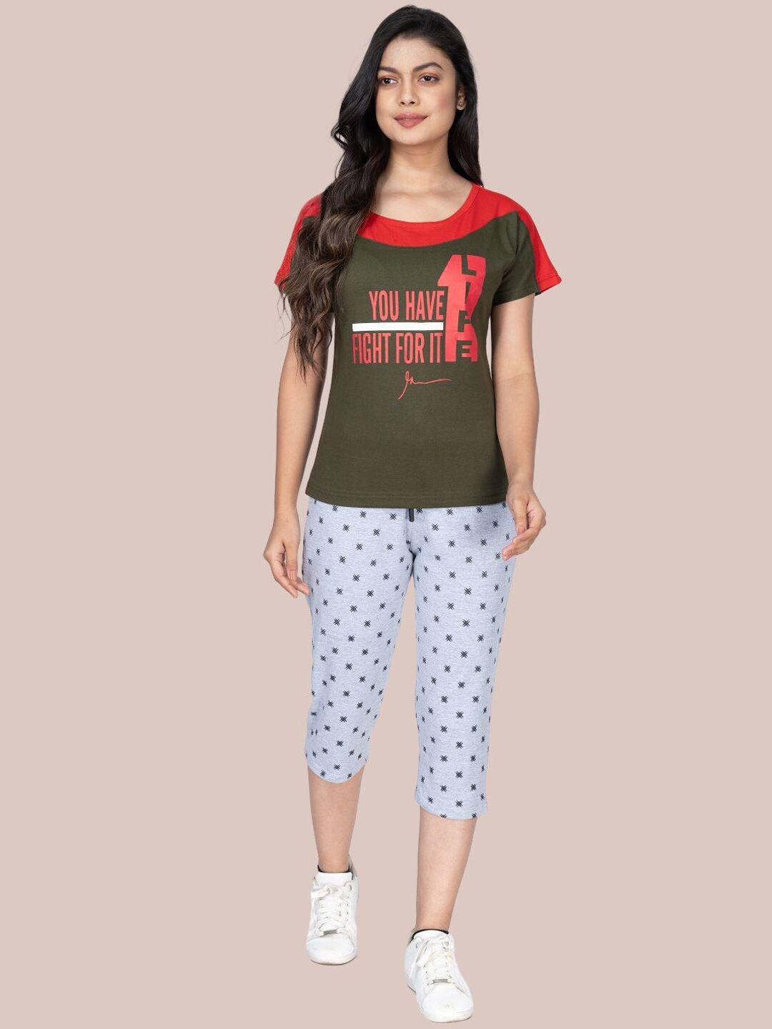 styleaone women printed t-shirt with capris