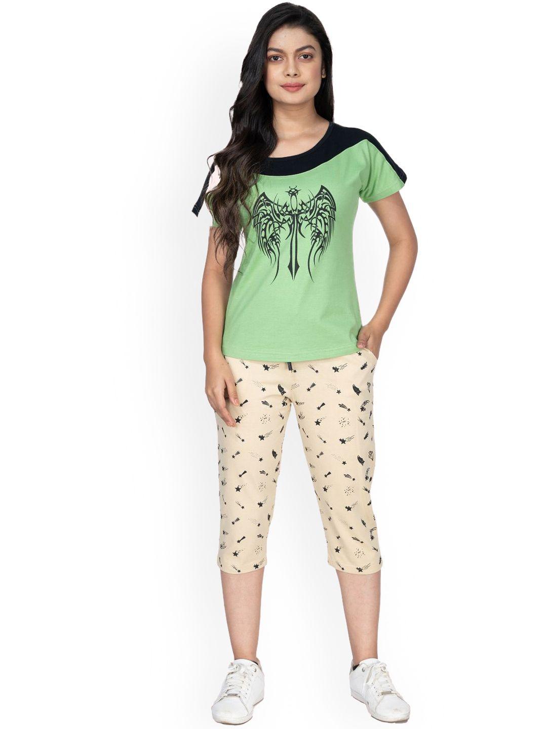 styleaone women printed t-shirt with capris